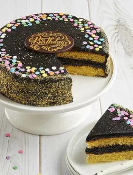 Bake Me A Wish! Golden Fudge Happy Birthday Cake