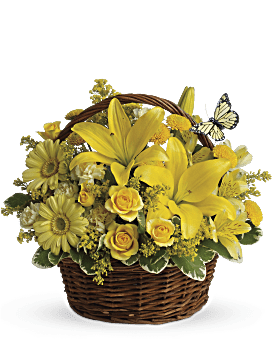 Basket Full Of Wishes | Mixed Bouquets | Same Day Flower Delivery | Yellow | Teleflora