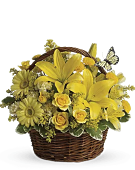 Basket Full Of Wishes | Mixed Bouquets | Same Day Flower Delivery | Yellow | Teleflora