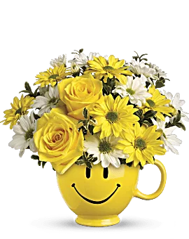 Be HappyÂ® Bouquet With Roses | Mixed Bouquets | Same Day Flower Delivery | Yellow | Teleflora