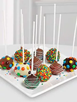 Belgian Chocolate Dipped Birthday Celebration Cake Pops-10-piece