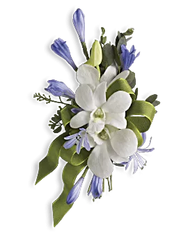 Blue And White Elegance Corsage | Corsages | Same Day Flower Delivery | Teleflora