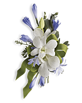 Blue And White Elegance Corsage | Corsages | Same Day Flower Delivery | Teleflora