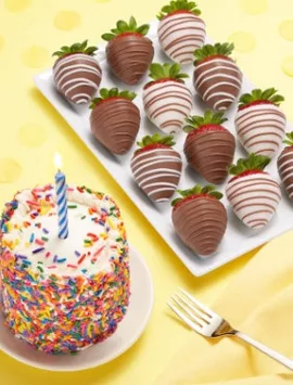 Chocolate Covered Strawberries & Birthday Cake 12Ct
