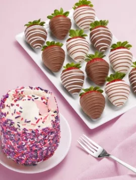 Chocolate Covered Strawberries & Butterfly Cake 12Ct
