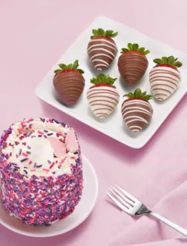 Chocolate Covered Strawberries & Butterfly Cake 6Ct