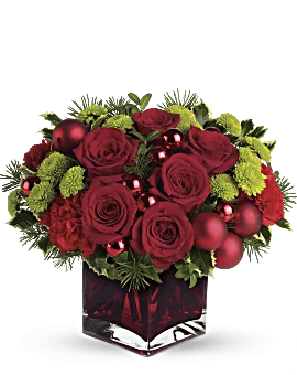 Christmas Floral Arrangements Filled With Red Roses