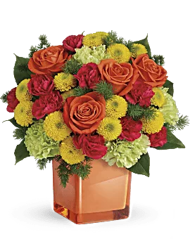 Citrus Smiles Bouquet | Roses | Same Day Flower Delivery | Multi-Colored | Teleflora