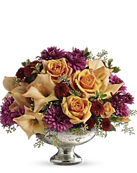 Elegant Traditions Centerpiece Bouquet | Roses | Same Day Flower Delivery | Orange | Teleflora