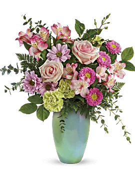 Enamored With Aqua Bouquet | Mixed Bouquets | Same Day Flower Delivery | Pink | Teleflora