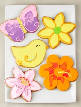 Fabulous Flowers Artisan Iced Cookies - Set Of 5