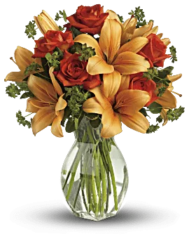 Fiery Lily And Rose | Mixed Bouquets | Same Day Flower Delivery | Orange | Teleflora