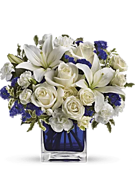 Floral Arrangement Of Creamy Roses & Snowy Lilies With Same Day Flower Delivery by Teleflora