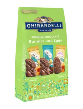 Ghirardelli Assorted Milk and Milk Caramel Chocolate Bunnies and Eggs Large Gift Bag