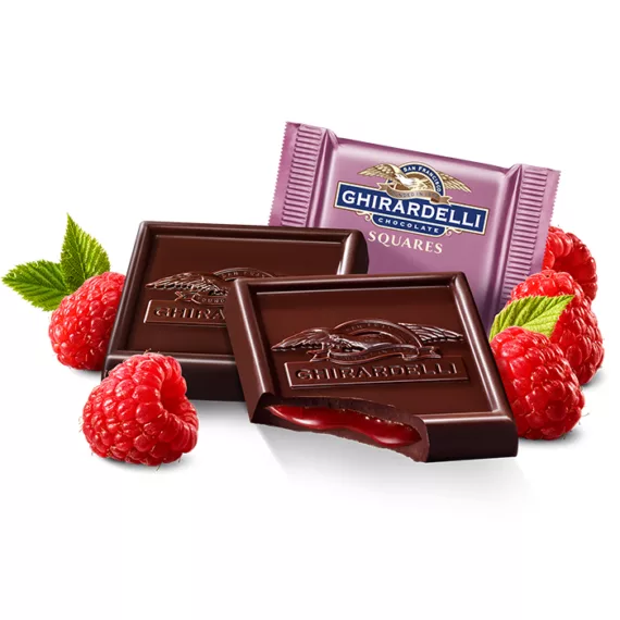 Ghirardelli Dark Chocolate Raspberry SQUARES Case Pack