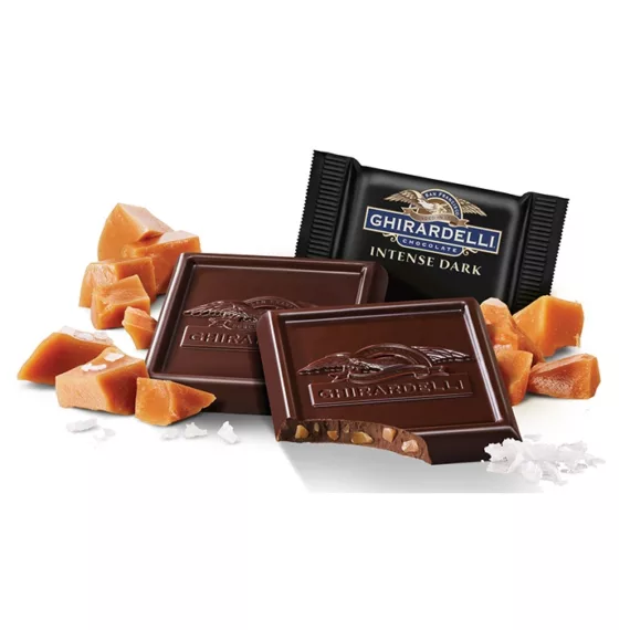 Ghirardelli Intense Dark Chocolate Salted Caramel Crunch SQUARES Case Pack