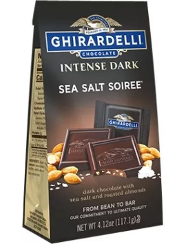 Ghirardelli Intense Dark Chocolate Sea Salt Roasted Almond SQUARES Medium Bags