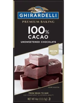 Ghirardelli Unsweetened Chocolate 100% Cacao Baking Bar | Case of 12 | Baking & Desserts - Flowerica®