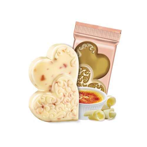 Ghirardelli White Chocolate Creme Brulee Duet Hearts Case Pack