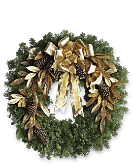 Glitter & Gold Wreath | Mixed Bouquets | Same Day Flower Delivery | Multi-Colored | Teleflora