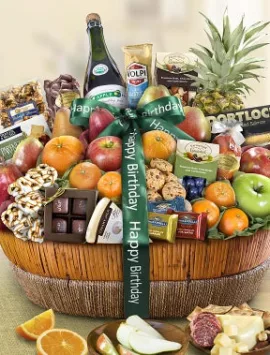 Happy Birthday Fruit & Sweets Gift Basket Grande