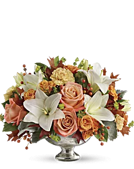 Harvest Shimmer Centerpiece | Mixed Bouquets | Same Day Flower Delivery | Multi-Colored | Teleflora