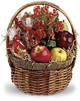 Health Nut Basket | Mixed Bouquets | Same Day Flower Delivery | Orange | Teleflora