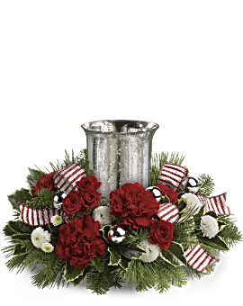 Holly Jolly Centerpiece | Roses | Same Day Flower Delivery | White | Teleflora