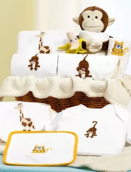 Jungle Friends New Baby Boy Or Girl Gift Basket