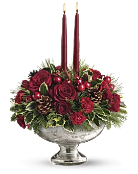 Mercury Glass Bowl Bouquet | Roses | Same Day Flower Delivery | White | Teleflora