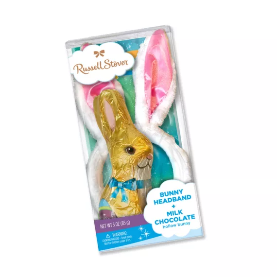 Milk Chocolate Hollow Bunny With Bunny Ears Headband