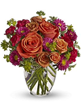 Mother's Day Bouquet With Orange Roses & Pink Carnations. Order Flowers Online with Same Day Delivery.