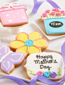 Mother's Day Artisan Iced Cookies - Set Of 5