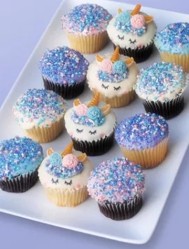 Mythical Unicorn White Chocolate Dipped Cupcakes 12Ct