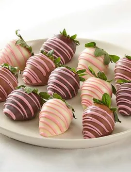 One Dozen Pink Chocolate Covered Strawberries