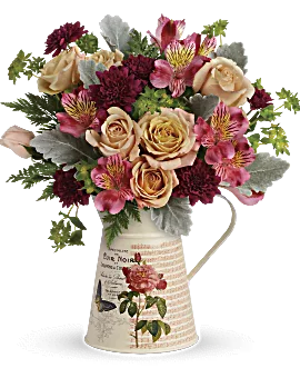 Order Flowers Online From Teleflora. White & Peach Spray Roses In Vintage Feel Mother's Will Love.