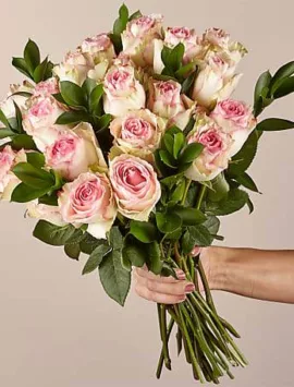 Pink Champagne Rose Bouquet 24 Stem No Vase