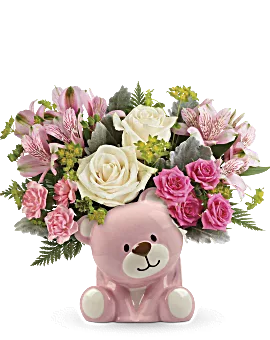 Precious Pink Bear Bouquet | Mixed Bouquets | Same Day Flower Delivery | Teleflora