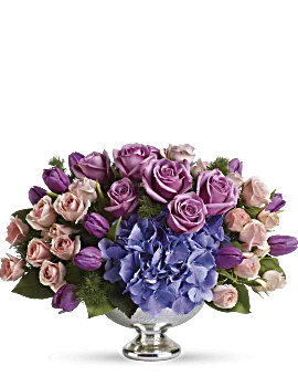 Purple Elegance Centerpiece | Mixed Bouquets | Same Day Flower Delivery | Teleflora