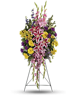 Rainbow Of Remembrance Spray | Mixed Bouquets | Same Day Flower Delivery | Multi-Colored | Teleflora