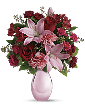 Roses And Pearls Bouquet | Mixed Bouquets | Same Day Flower Delivery | Red | Teleflora