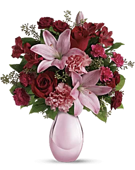 Roses And Pearls Bouquet | Mixed Bouquets | Same Day Flower Delivery | Red | Teleflora