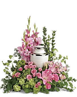 Sacred Solace Cremation Tribute | Mixed Bouquets | Same Day Flower Delivery | Pink | Teleflora