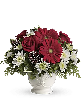 Simply Merry Centerpiece Bouquet | Mixed Bouquets | Same Day Flower Delivery | White | Teleflora