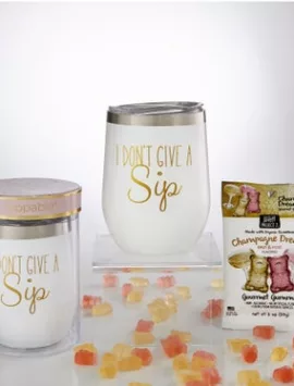 Sippable I Don't Give A Sip Tumbler Cup With Gummies Glitter