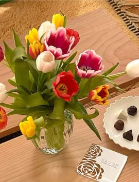 Spring Breeze Tulips and Chocolates Gift Set