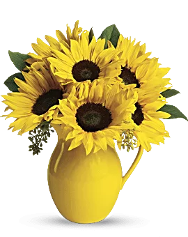 Sunny Day Pitcher Of Sunflowers Bouquet | Same Day Flower Delivery | Multi-Colored | Teleflora