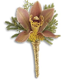 Sunset Orchid Boutonniere | Boutonnieres | Same Day Flower Delivery | Yellow | Teleflora