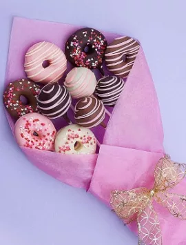 Sweet Chocolate Covered Donut & Cake Pop Bouquet