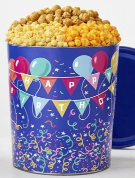 The Popcorn Factory Birthday Balloons 3Flavor Tin Balloon 3.5G